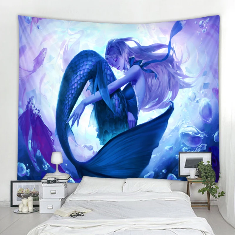 Psychedelic mermaid tapestry mermaid tapestry wall hanging beautiful sea daughter ethnic characteristics home decoration