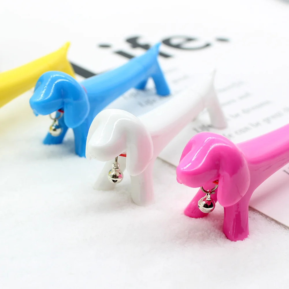 200pcs Creative stationery cartoon ballpoint pen dog shape with bell animal ballpoint pen pupil prize toy pen