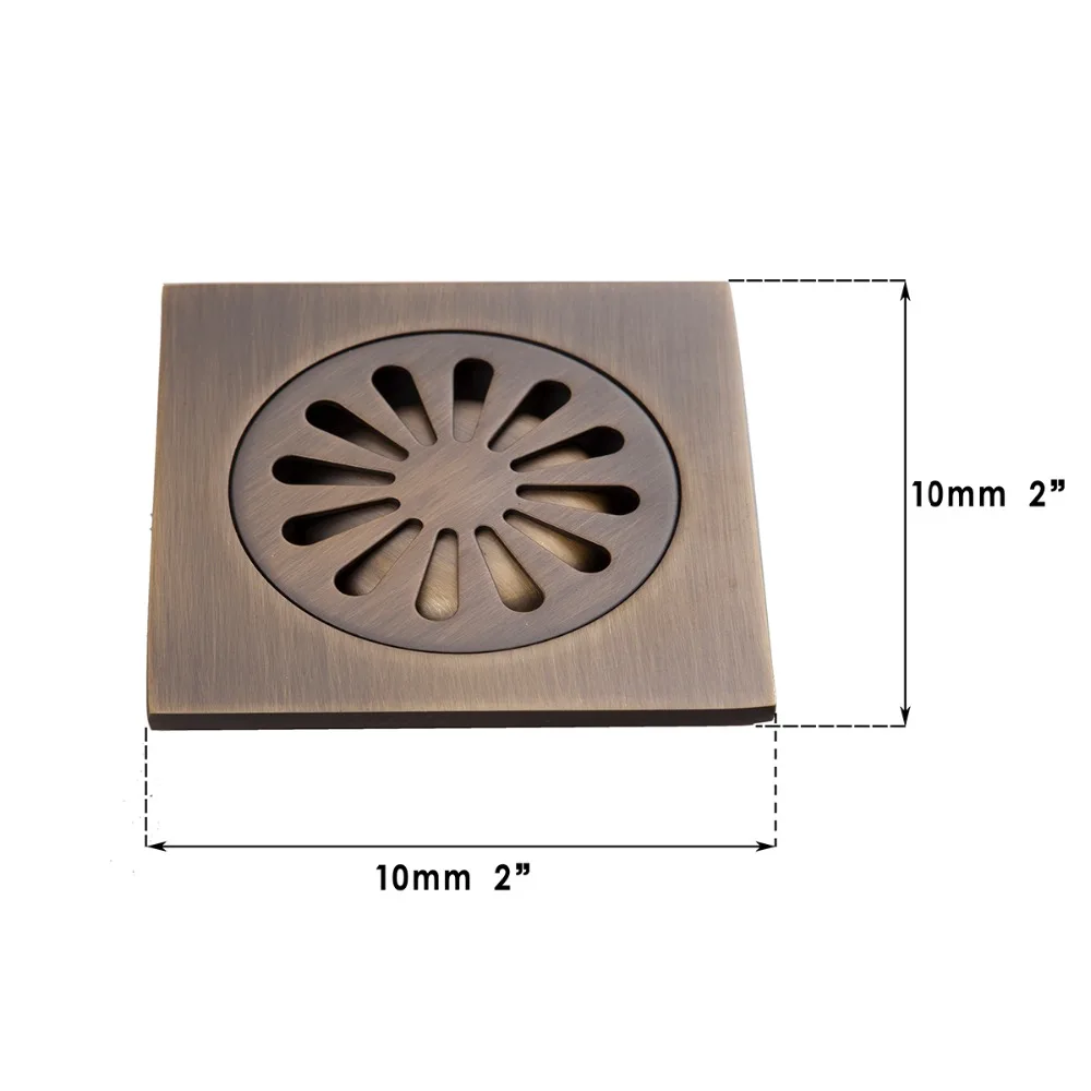 Monite Antique Brass Bathroom Shower Drain Odor-resistant Floor Trap Waste Grate 5406 Strainer Cover Drain Hair Filter