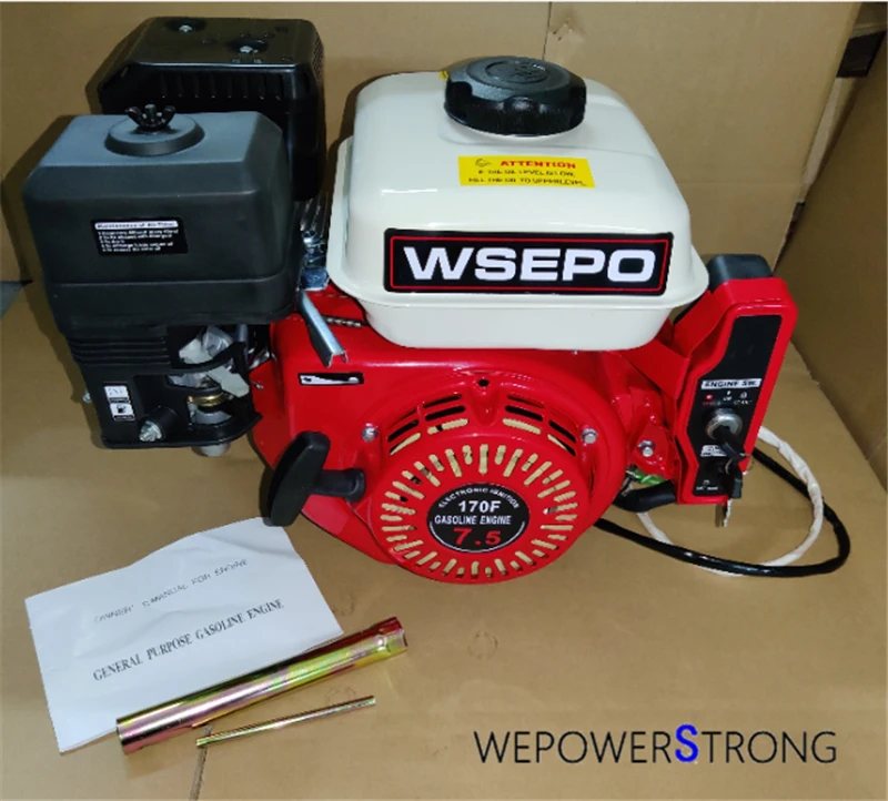 Wsepo-pequeno Motor a Gás Montado com Eixo de Cames de Aço para Muti-purpose 170f Electric Start Strong 212cc 7hp 04 Stroke Air Cool