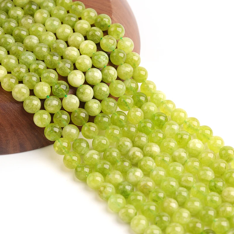 LS 6/8/10mm Chinese Olivine Beads Round Natural Chrysolite Gemstone For Jewelry Making Diy Bracelet Necklace