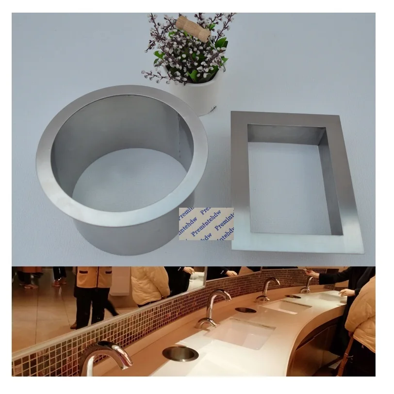 304 stainless Steel Square Round Built-in Drop In Countertop Bench Top Waste Trash Chute Grommet No Cover Bathroom Hotel Public