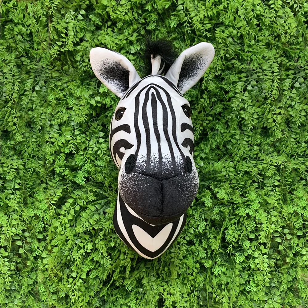 3D Lifelik ZOO Forest Animals  Photo Props Zebra Head Wall Plush Toys Bedroom Decoration Party Decoration