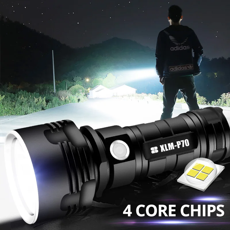 Powerful LED Flashlight USB Rechargeable Tactical Torch Waterproof Lamp Ultra Bright Lantern Camping L2 XHP50