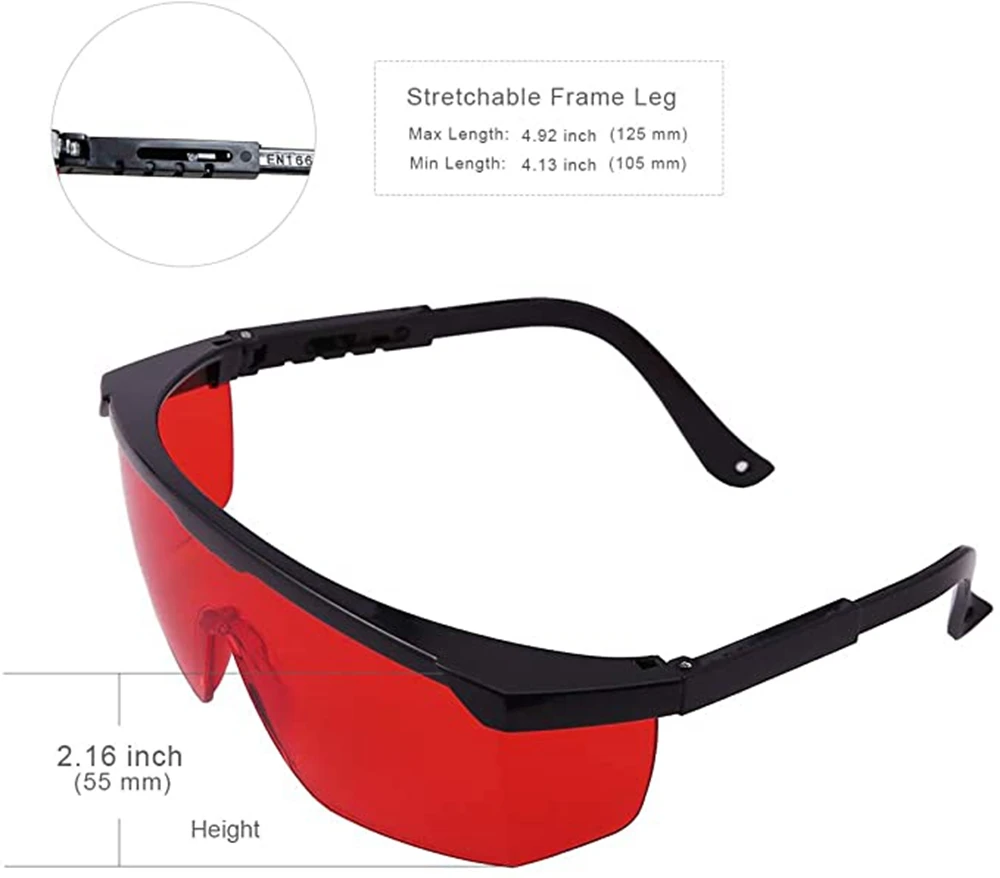 Lunettes de sécurité Laser bleu vert, avec branches réglables, Protection des yeux