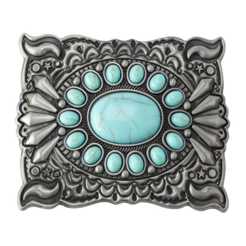 YonbaoDY belt buckle Palace retro style Inlaid with blue agate gemstones  belt buckles for women