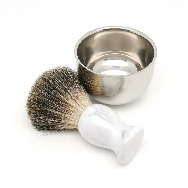 TEYO-brocha de afeitar de pelo de tejón puro, conjunto de Bol de afeitar perfecto para hombre, jabón de afeitar de doble filo