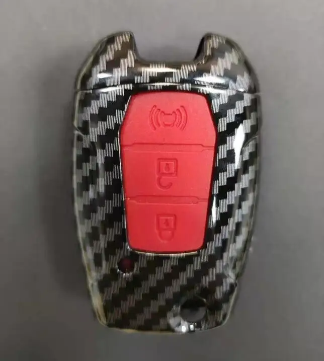 Carbon Fiber Silicone Car Key Case For Ssangyong Rexton Korando C Tivoli Flip Folding Remote Cover