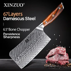 XINZUO 6.5'' Bone Chopper Knife High Carbon Damascus Steel Kitchen Knife Multifunctional Cooking Knives Cleaver Bone Cutter