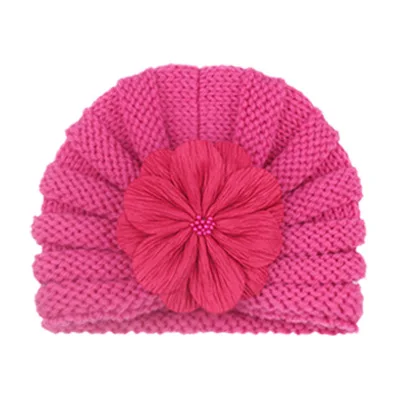 2020 Baby Accessories Clothing Infant Baby Girl Boy Winter Beanie Flower hat Warm Cap Crochet Knitted pearl Hat Turban