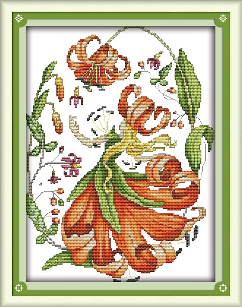 December flower faerie cross stitch kit animal18ct 14ct 11ct count print stitching embroidery DIY handmade needlework