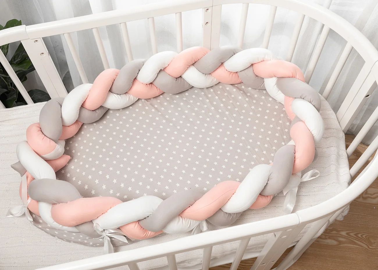 Cotton woven folding portable crib middle bed bionic removable manual fence three-dimensional protective