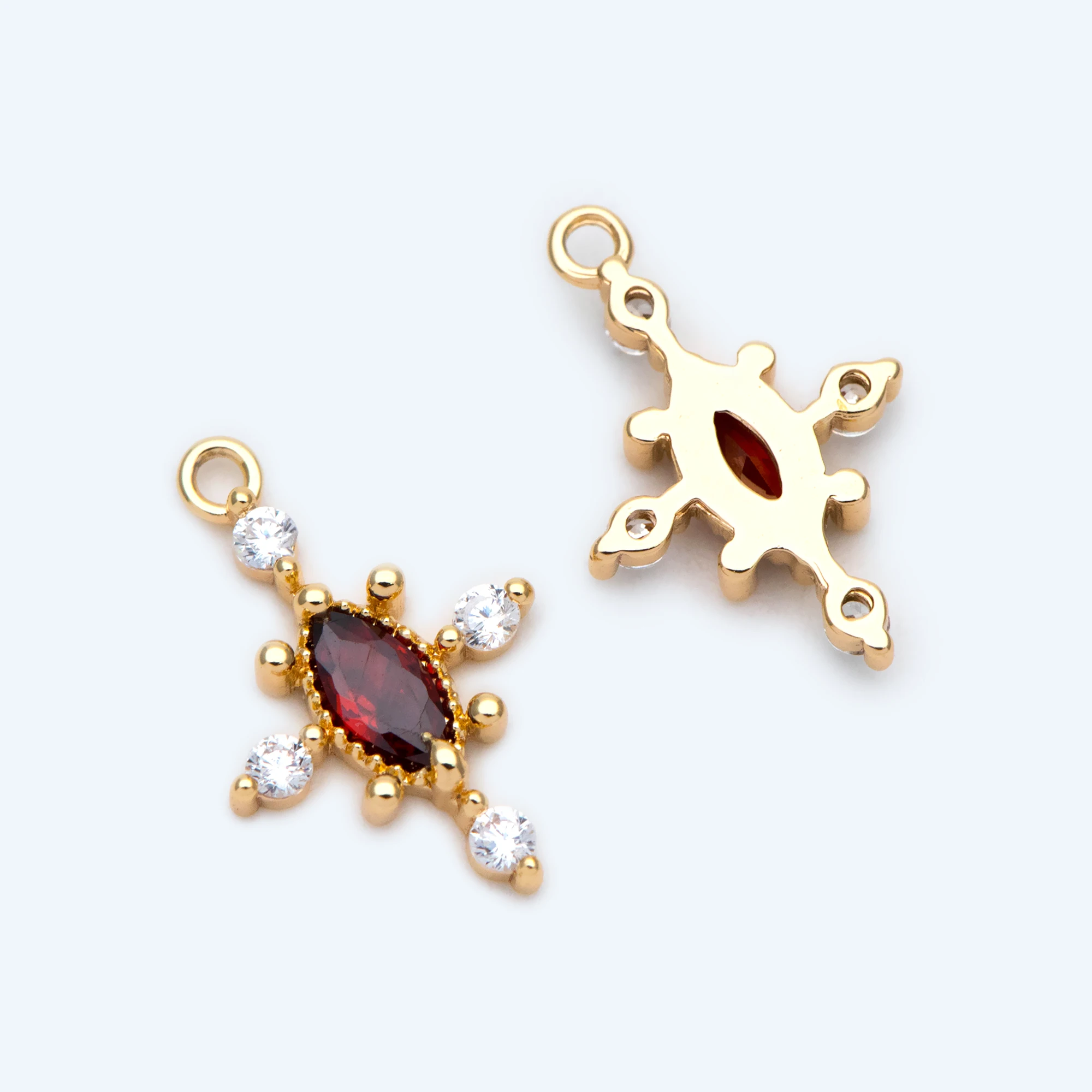 

10pcs Red CZ Paved Cross Charm 17x11mm, Gold Plated Brass Cross Pendant For Jewelry DIY Making Accessories (GB-1276-2)
