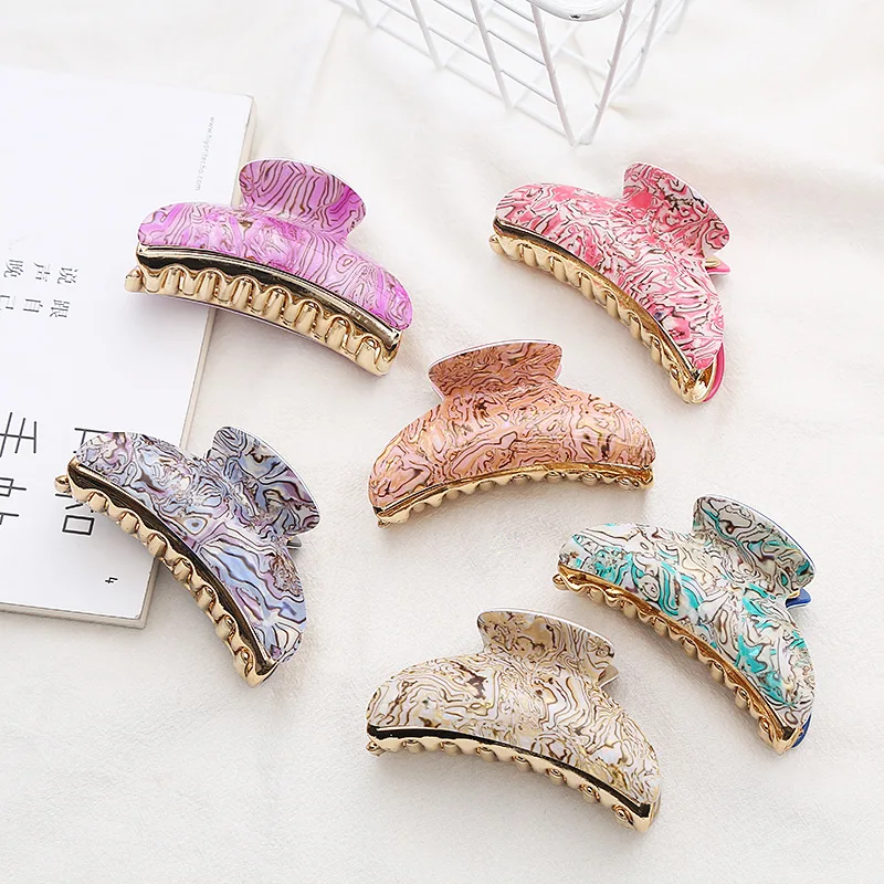 New Fashion Large 8.5cm Boutique Beautiful Striped Acrylic Hairpin Barrettes for Women Girl Accessories Headwear