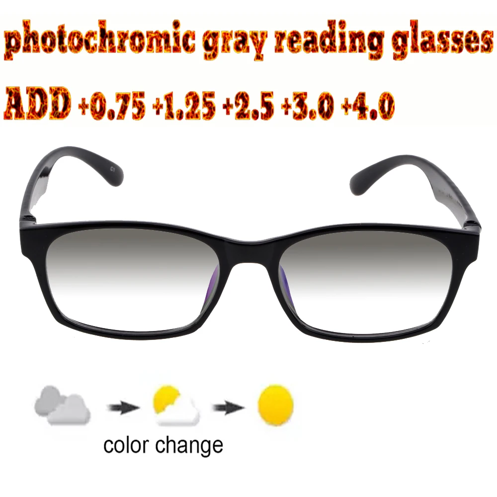 

Photochromic Gray Reading Glasses Ultralight Trend High Quality Fashion Men Women+1.0 +1.5 +1.75 +2.0 +2.5 +3 +3.5 +4