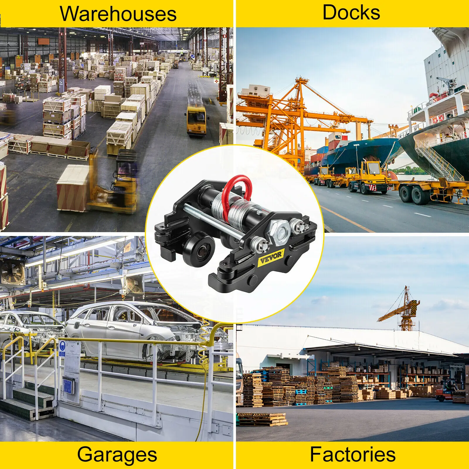 VEVOR-cabrestante de cadena de elevación ajustable, carretilla monorraíl de haz de empuje liso, cabrestante de grúa, Honda de elevación para productos, 550 - 4400 libras