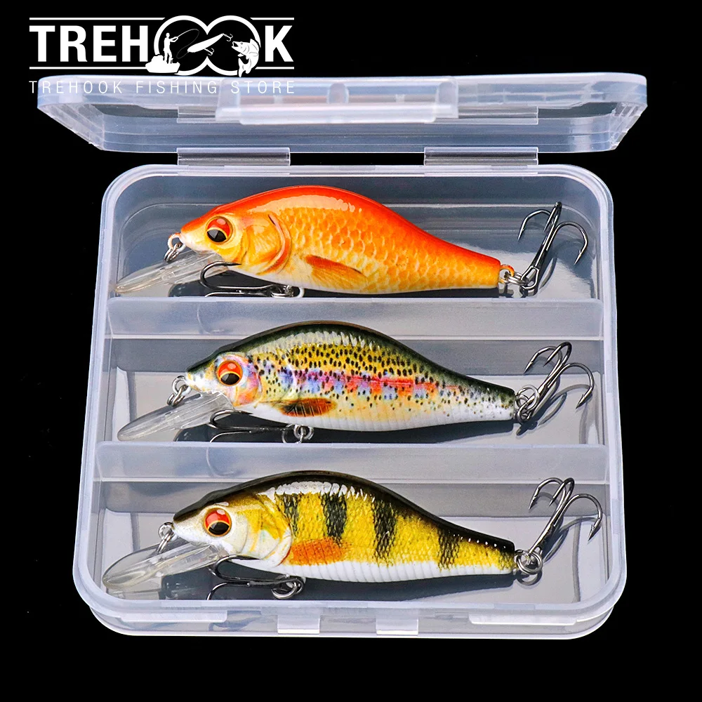 TREHOOK 3pcs 7cm 11g Floating Minnow Fishing Lure Set of Wobblers for Pike Artificial Baits Kit Crankbaits Fishing Tackle