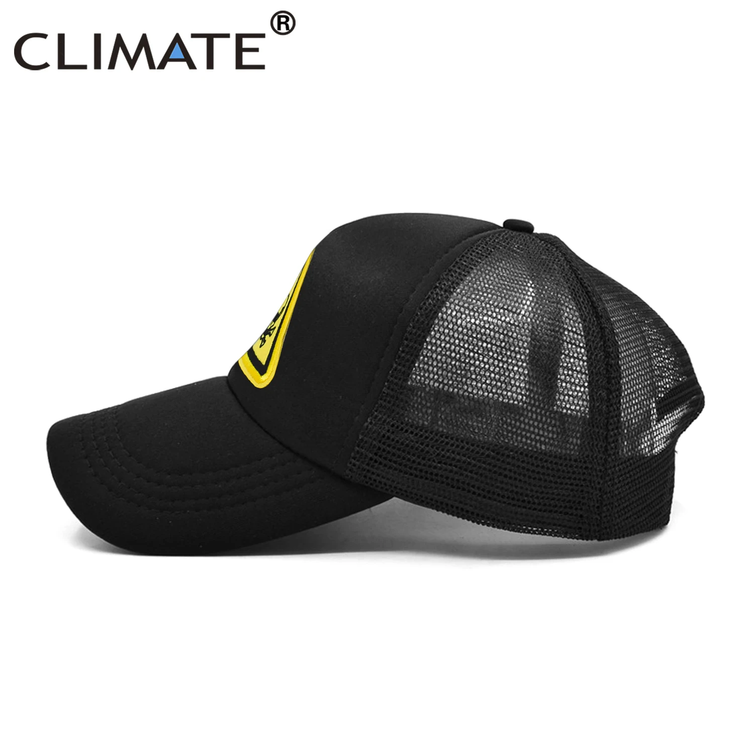 CLIMATE Men Cool Skull Trucker Cap Hiphop Street Style Skeleton Cap Danger Keep Away Baseball Cap Summer Mesh Cap Hat for Men