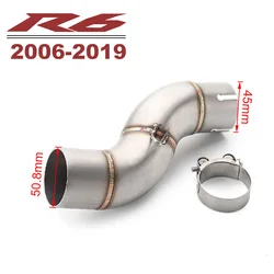 45mm 51mm Slip-on Exhaust Middle Link Pipe Escape Adapter Connect Central Pipe Underbody for Yamaha YZF R6 2006-2019