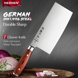 HEZHEN 7 Inches Cleaver Kitchen Knife Pakka Wood Handle  & Stainless Steel Rivet German DIN1.4116 Steel Kitchen Tool Cook Knife