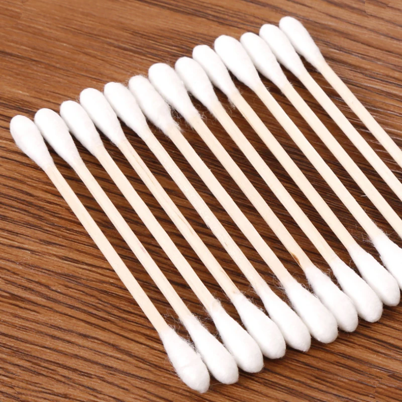 100Pcs Double Head Cotton Swab Bamboo Sticks Cotton Swab Disposable Buds Cotton For Beauty Makeup Nose Ears Cleaning