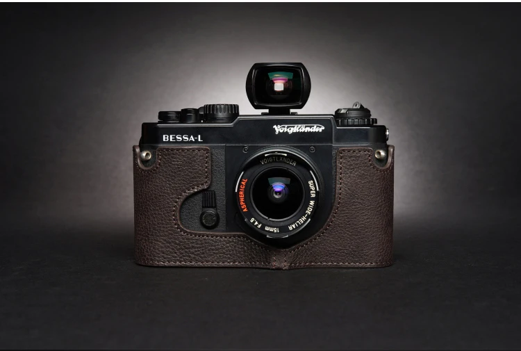 تصميم ل voigtusb2.0 بيسا R BESSA-L اليدوية جلد طبيعي كاميرا نصف غطاء