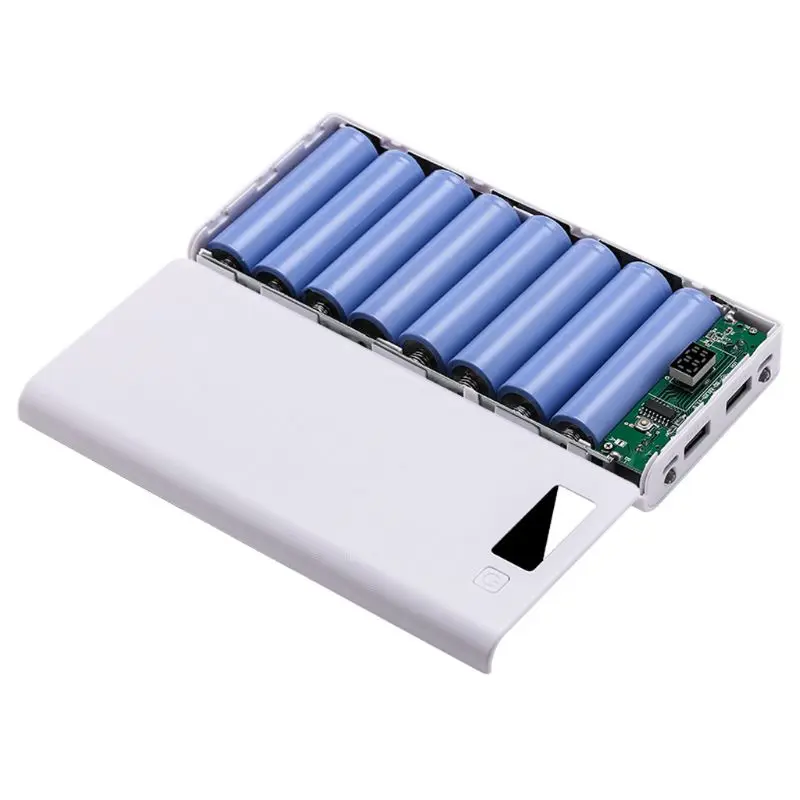 

Dual USB 8x 18650 Batteries DIY Power Bank Box Holder Case Charger LED Light Power Adapter For Mobile Phone Tablet (No Battery)