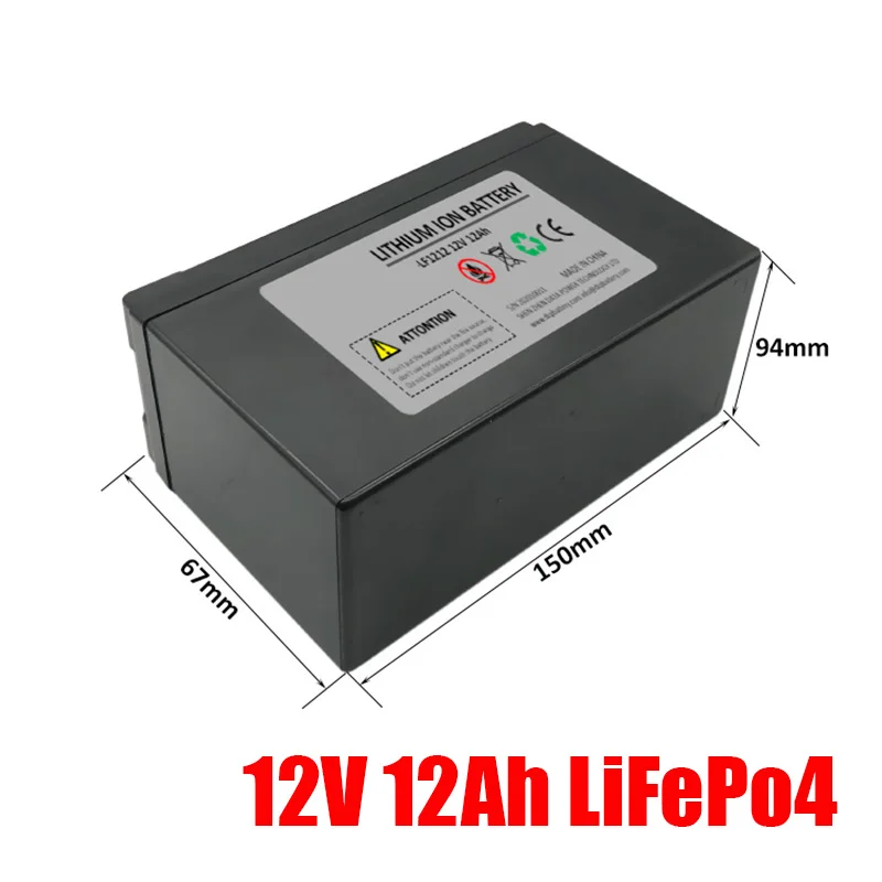 

12v 12ah lifepo4 battery pack with plastic housing lithium iron phosphate solar cell 12v