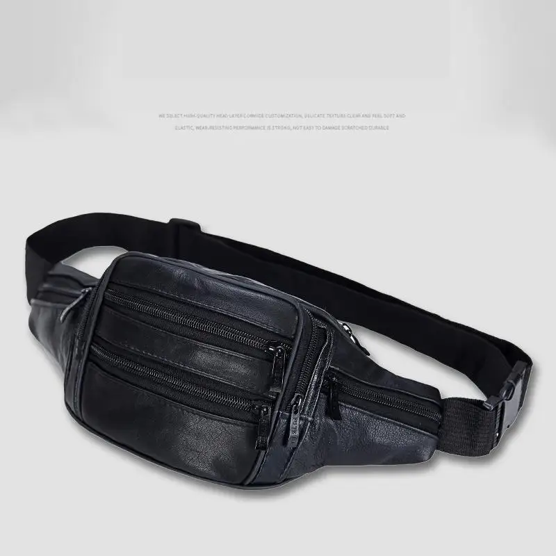 NEW Genuine Leather Mens Leather Fanny Pack Waist Bags Waist Bag Holographic Waist Purse Banana Bag Belt Pack Leg Fanny Pack