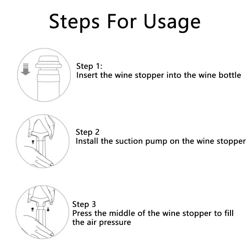 Wine Saver Vacuum Pump Manual Wine Stoppers with 4 Reusable Wine Bottle Stoppers Sealer Keeps Wine Fresh up to 7 Days