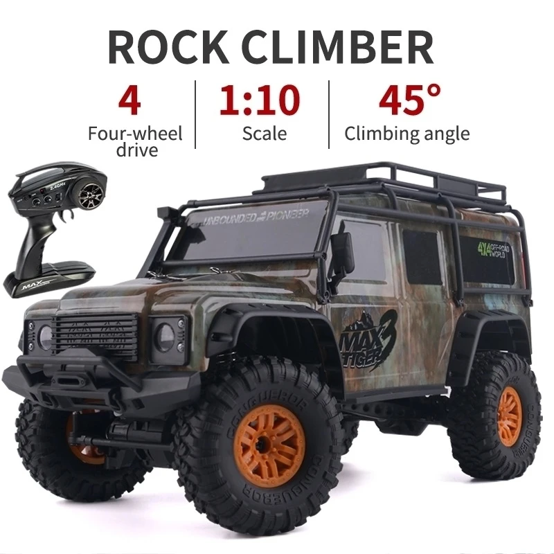 Large 1:10 Remote Control Climbing Truck 2.4G Highlight Light 4WD Strengthen Shock Splash Proof Electric RC Truck Vehicle Model