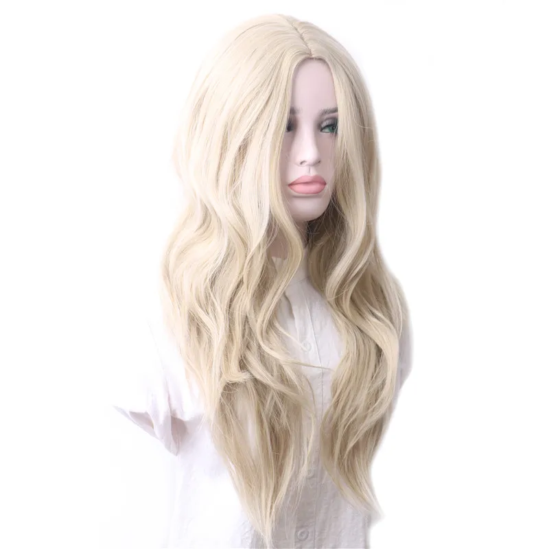 WoodFestival Women\'s Wigs Synthetic Hair Ombre Cosplay Wig Long Blonde Blue Pink Black Green Purple Brown Red Gray Colored Wavy