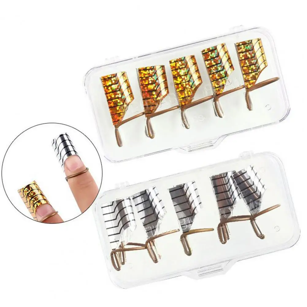 

10Pcs/2 Set Nail Form C-Curve Clip Exquisite Foldable Durable Reusable Manicure DIY UV Gel Extension Nail Form for Nail