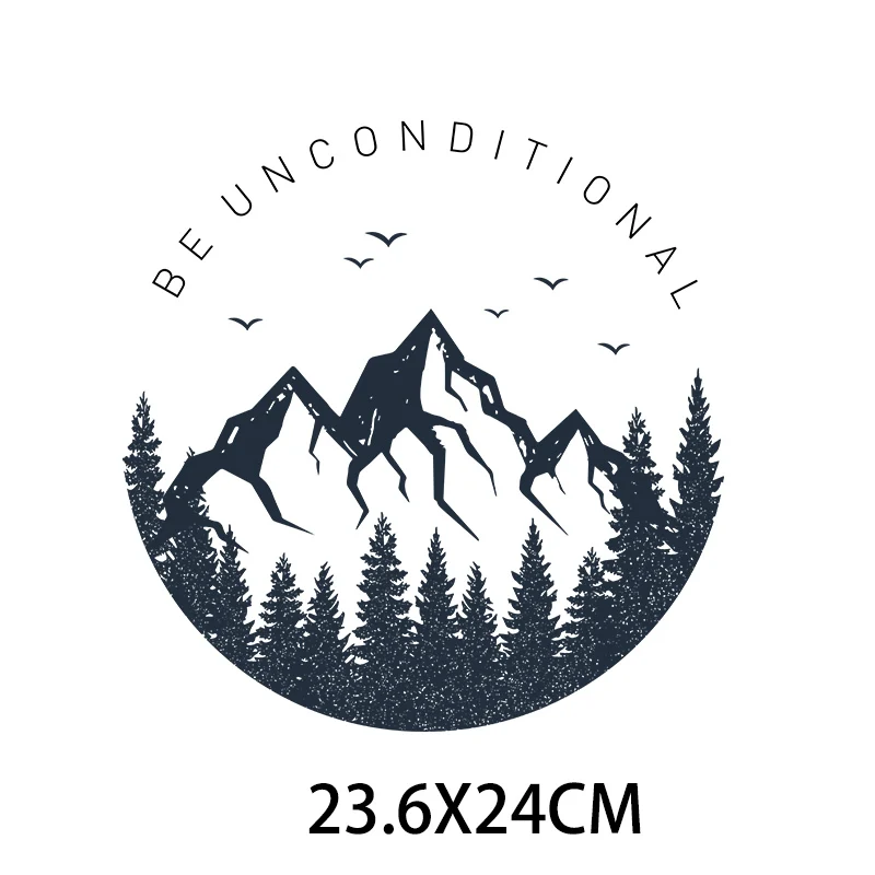 Letter Snow Mountains Iron on Patches Heat Transfer Stickers Boy DIY T-shirt Badges Clothing Apploque Press Printing Decor