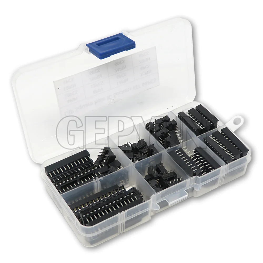 66pcs DIP IC Sockets Adaptor Solder Type Socket Kit 6 8 14 16 18 20 24 28 pins New