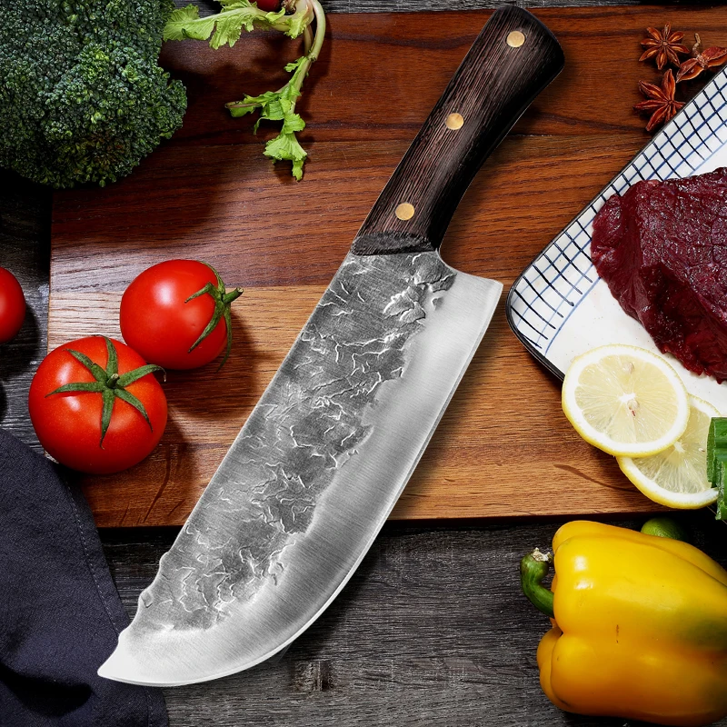 7.6 Inch 5CR15 Stainless Steel Hand Forged Kitchen Knife Butcher Meat Cleaver Chinese Chef Knife