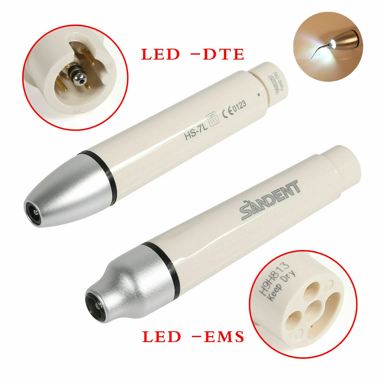 2 Types Dental Equipment LED Ultrasonic Scaler Handpiece Teeth Fit EMS Woodpecker&DTE SATELEC Ultrasonic Tips