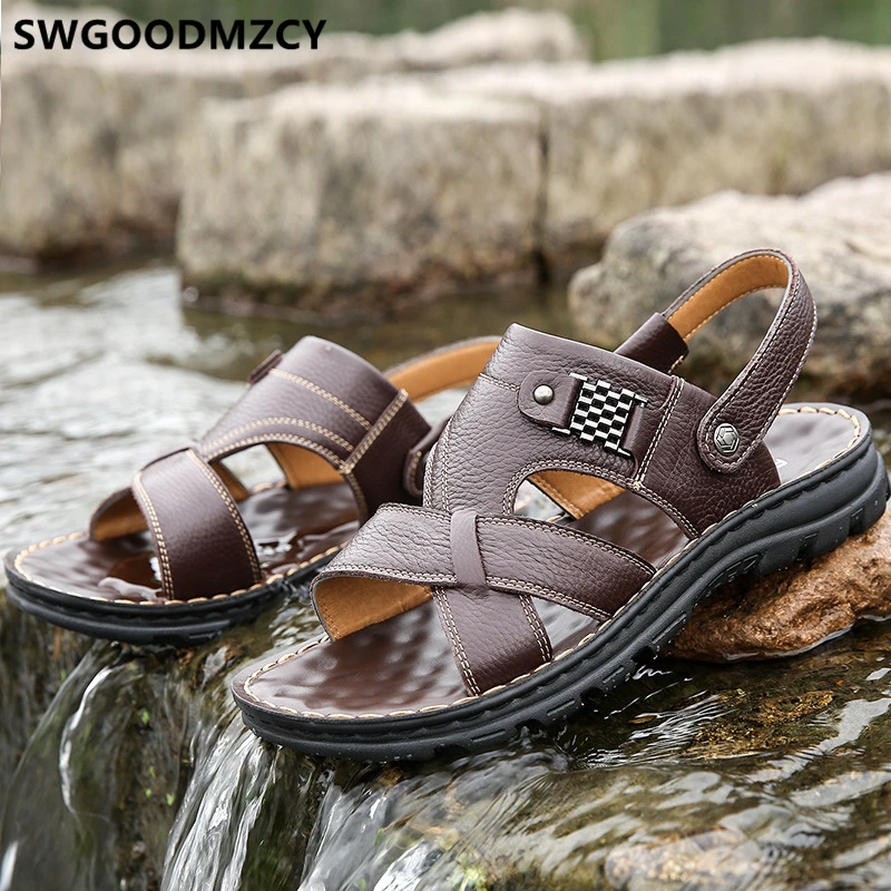 Italian Leather Sandals For Men Beach Sandals Mens Sandals Summer Open Shoes Men Sandalias Cuero Hombre Zandalias Hombre סנדל image 6