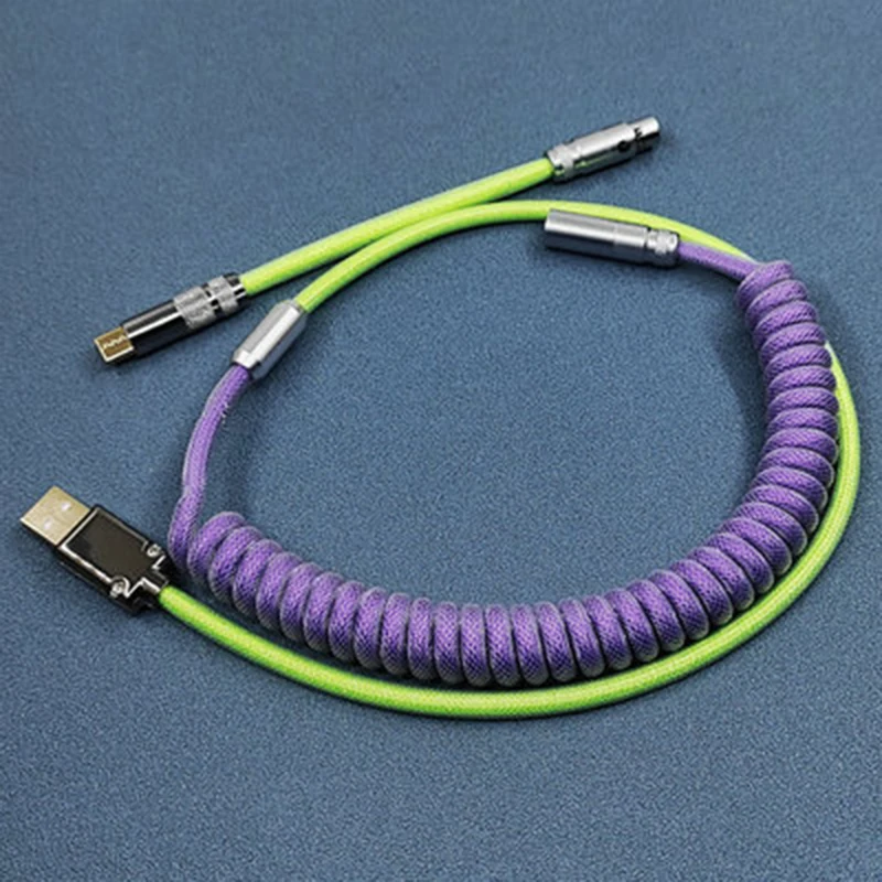 Conector Micro a USB para teclado mecánico, Cable en espiral desmontable, hecho a mano, personalizado, tipo C