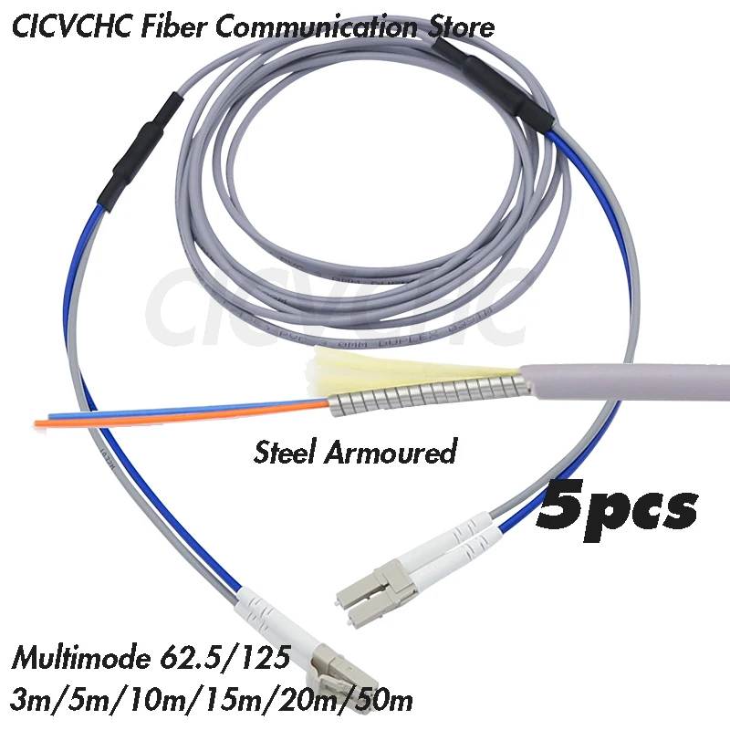 

5pcs Steel armoured zipcord patchcords Duplex LC/UPC-LC/UPC- MM OM1 (62.5/125)-3.0mm Cable - 3m to 50m/ Optical fiber Jumper