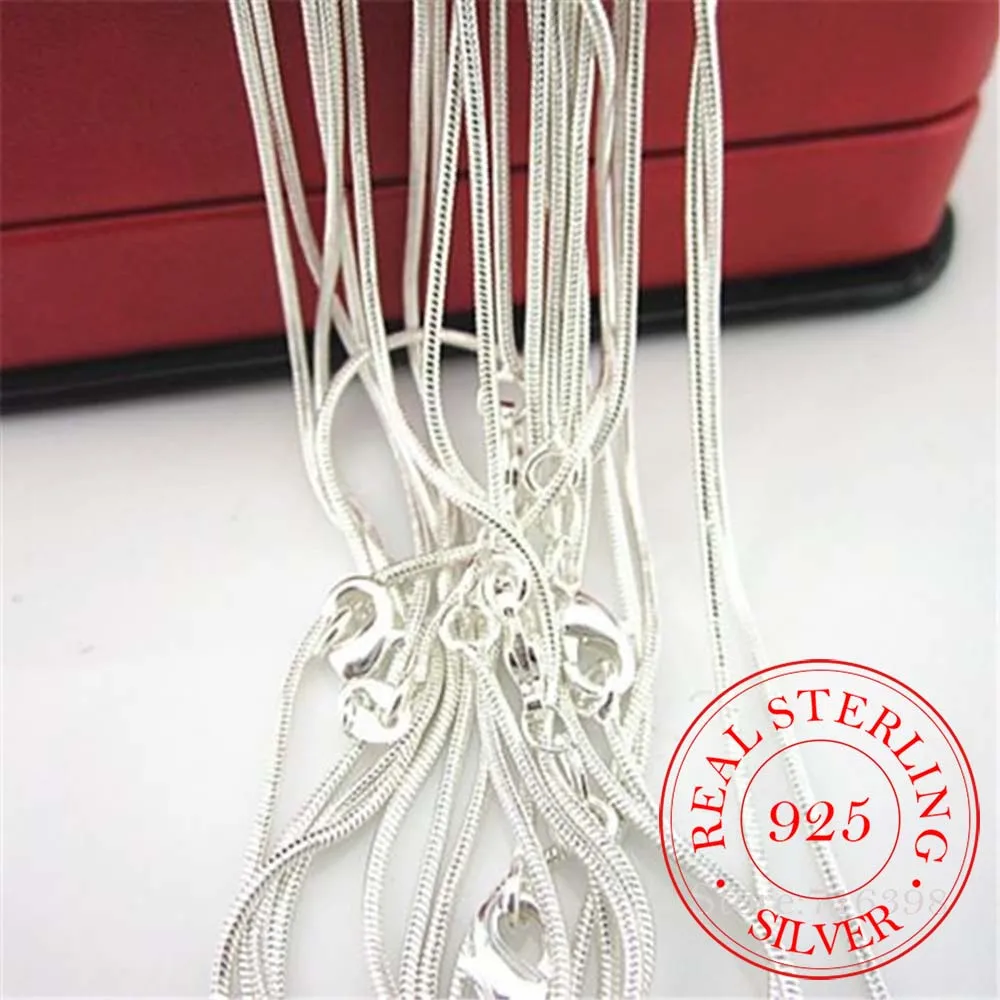 10pcs/lot Promotion! Wholesale 925 Sterling Silver Necklace Silver Fine Jewelry Snake Chain 2MM 16-30inch Necklace for Women Men