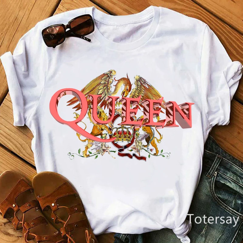 Camiseta de Freddie Mercury para mujer, ropa de Queen Band, Top Harajuku, camisetas de vaso, ropa de calle para mujer