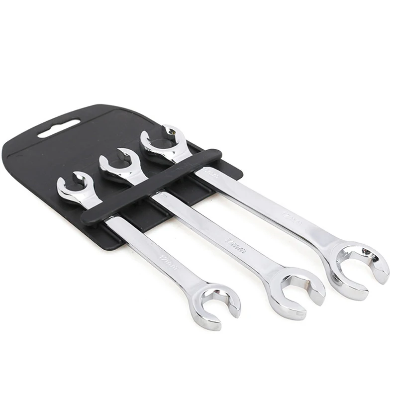 3Pcs 10-17mm Oil Pipe Flare Nut Wrench Set Of Keys Multitools Full Polish High Torque Hand Tool Brake Wrench For Car Repair