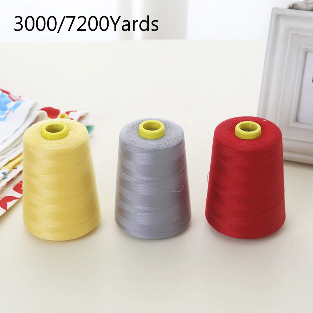 3000/7200 Yards polyester Sewing thread Multifunctional Spool Overlock Cone for DIY hand stitching sewing Machine manual Line