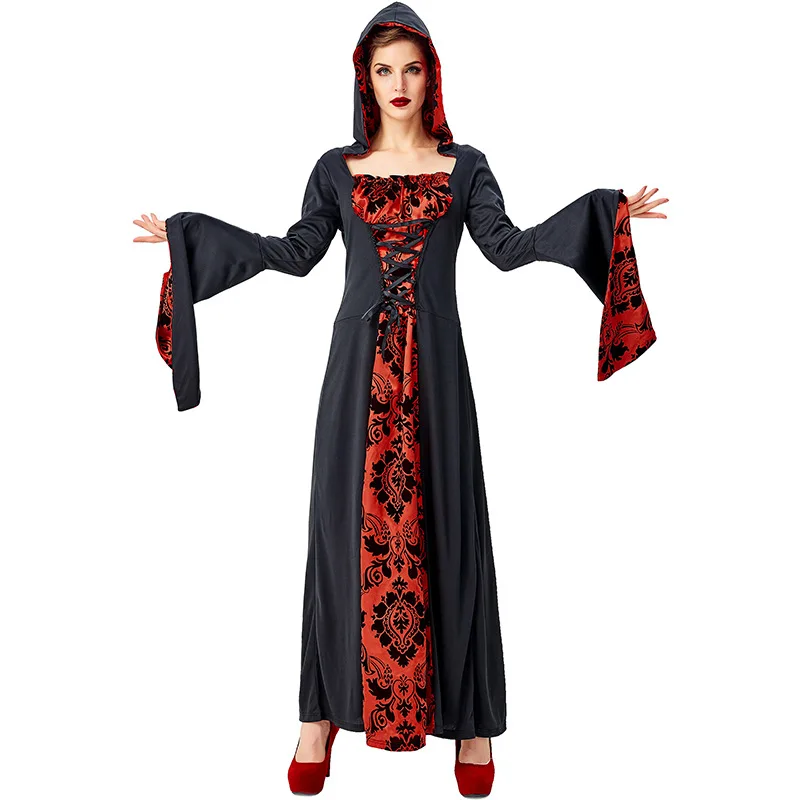 

Adult Gothic Dress Robe Scarlette Mistress Costume Cosplay Women Halloween Purim Costumes Fancy Dress Plus Size