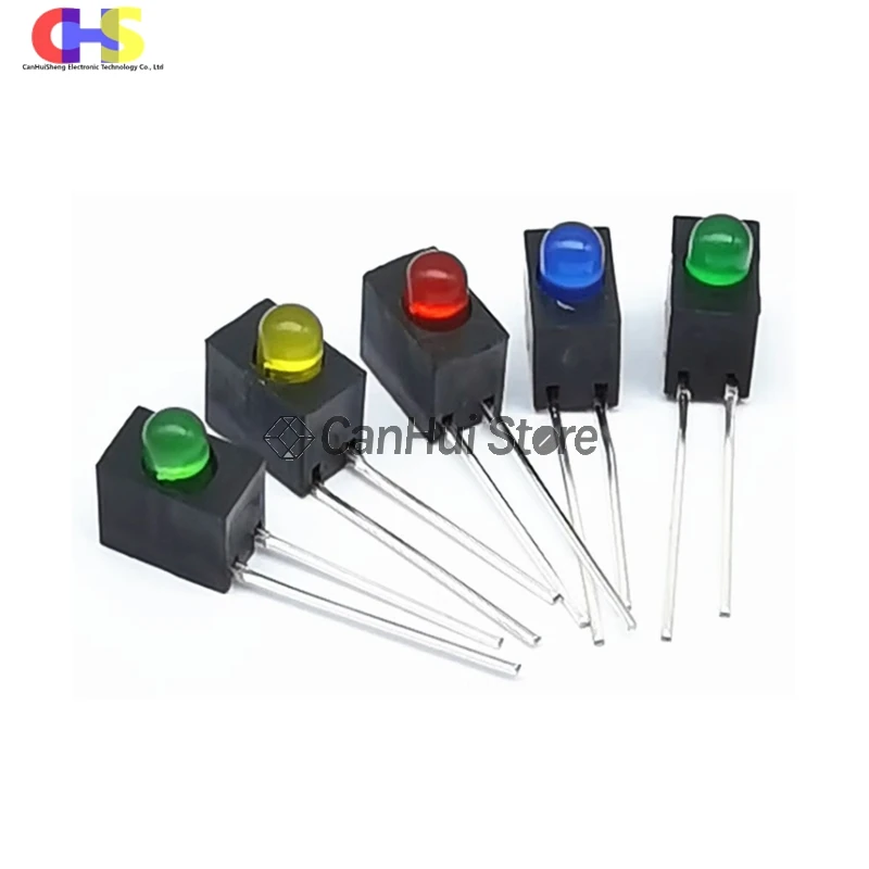 10Pcs F3 3Mm Led Enkel Gat Lamphouder Met Lamp Kraal 90 Graden Buigen Pcb Vaste Houder F3 in-Line Signaal Iuminous Indicator