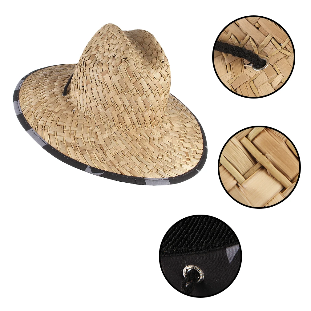 GEMVIE 2022 Classic Handwork Women Men Straw Summer Beach Sun hat Outdoor Summer Wide Brim Jazz Panama Straw Lifeguard Hat