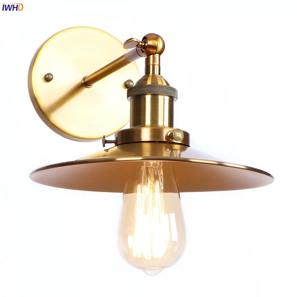 

IWHD Antique Gold Rustic Wall Lamps Bathroom Stair Mirror Light Loft Decor Industrial Wall Lights For Home Lighting Wandlamp LED