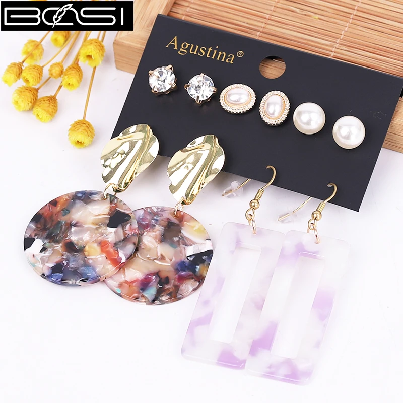 BOSI 2021 النساء مجموعة طقم من الحلقان مجوهرات الأزياء انخفاض الأقراط البوهيمي طويل أقراط القرط بسيطة الفتيات بوهو بالجملة #5