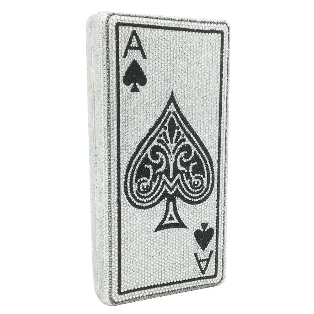 Boutique De FGG Poker carte da gioco Spade Ace donna Crystal Clutch borsa da sera Vegas strass borse casinò Dinner Bag